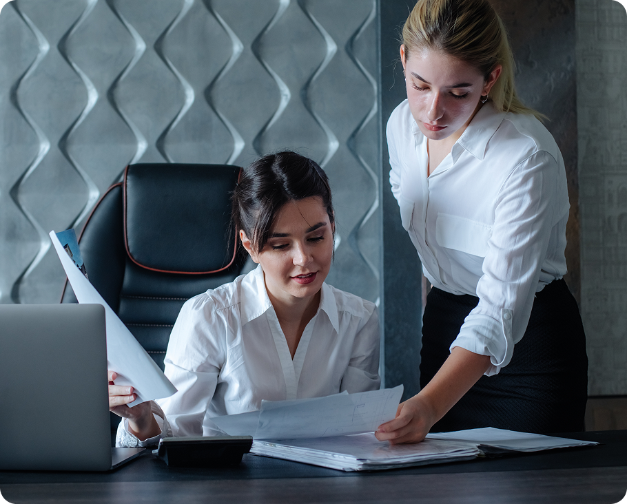 Executive search consultants reviewing candidate materials